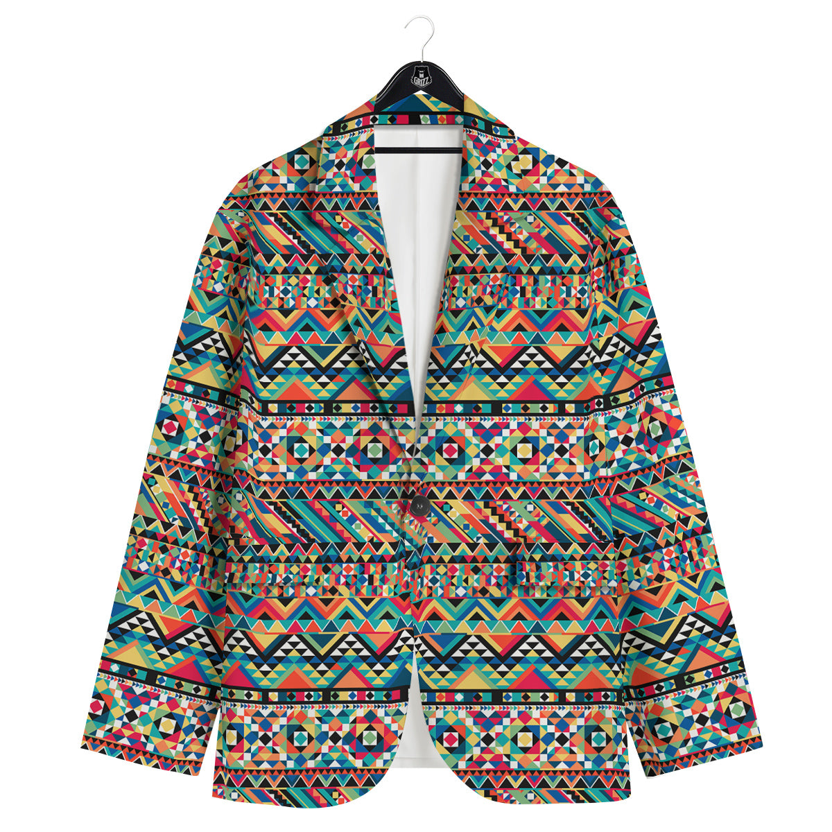 Geometric Aztec Colorful Print Pattern Men's Sport Coat-grizzshop