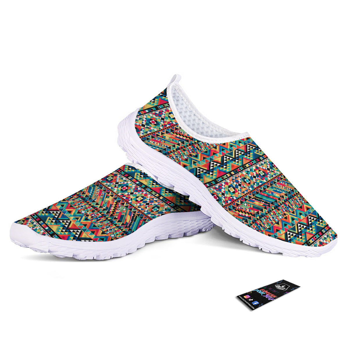 Geometric Aztec Colorful Print Pattern Nurse Shoes-grizzshop