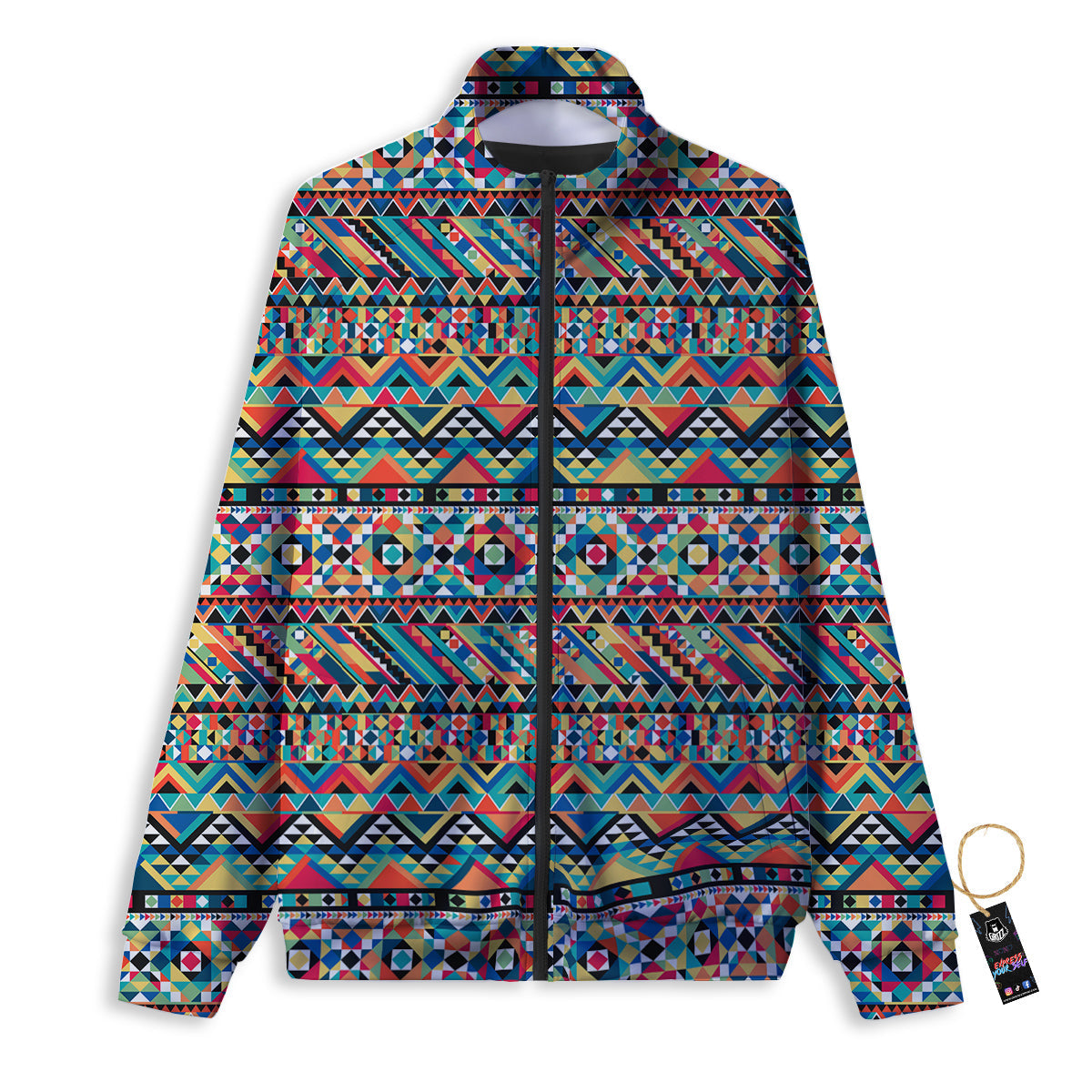 Geometric Aztec Colorful Print Pattern Track Jacket-grizzshop