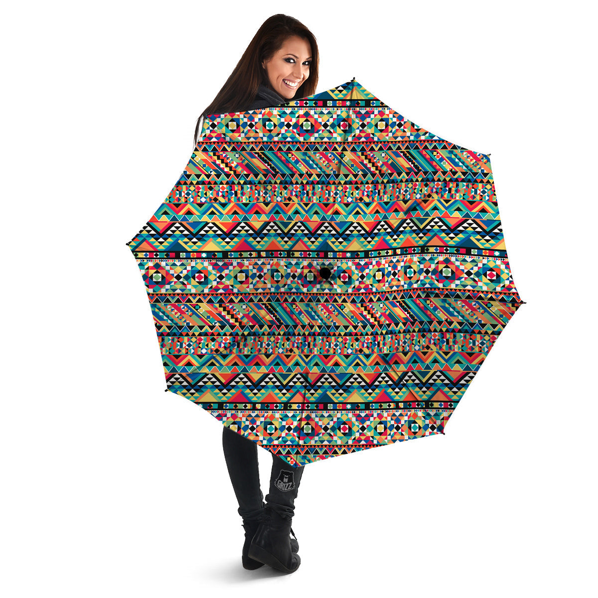 Geometric Aztec Colorful Print Pattern Umbrella-grizzshop