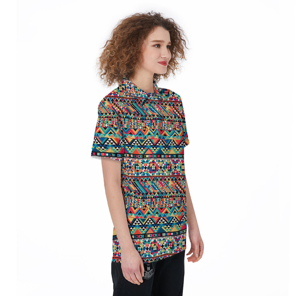 Geometric Aztec Colorful Print Pattern Women's Golf Shirts-grizzshop