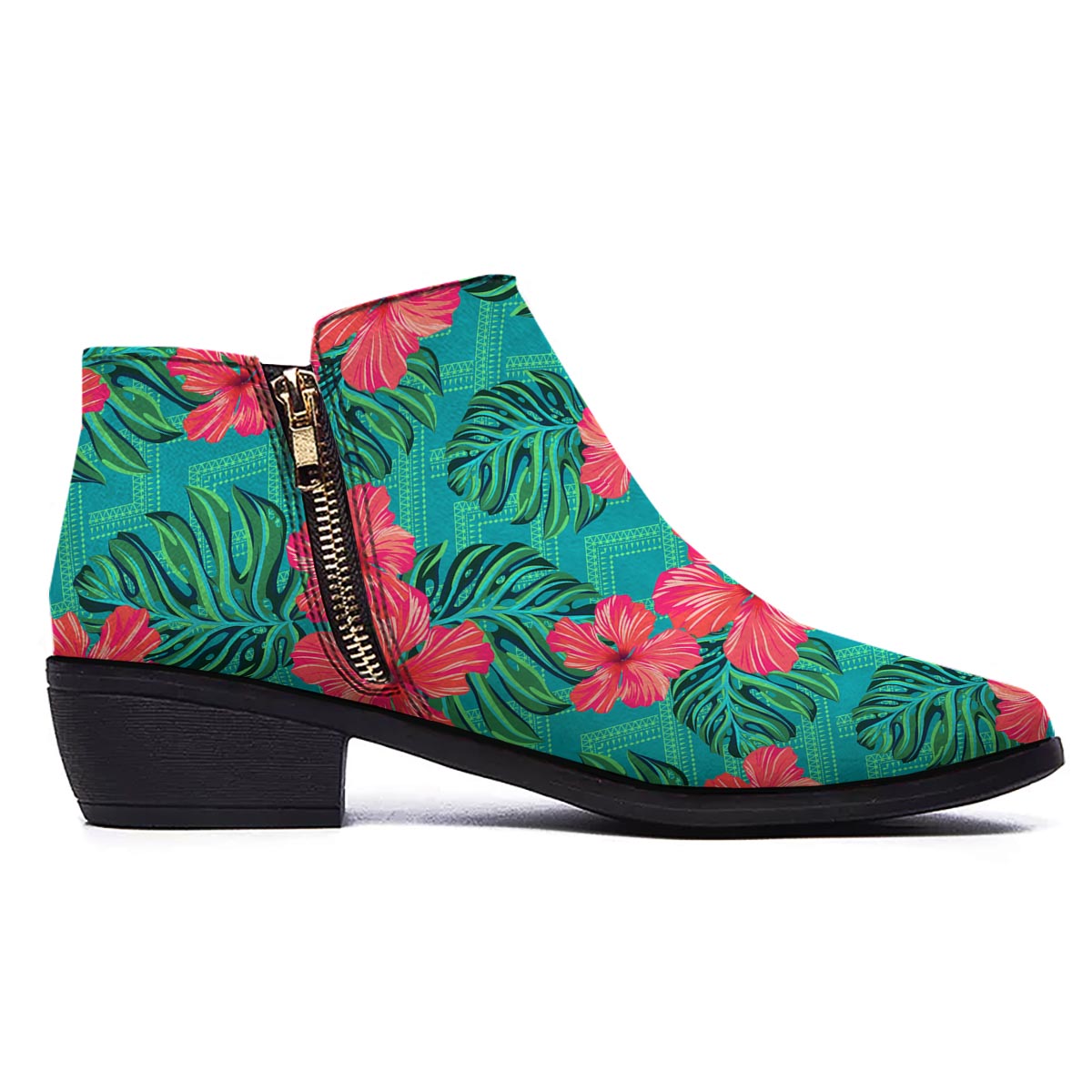 Geometric Aztec Tropical Print Pattern Ankle Boots-grizzshop