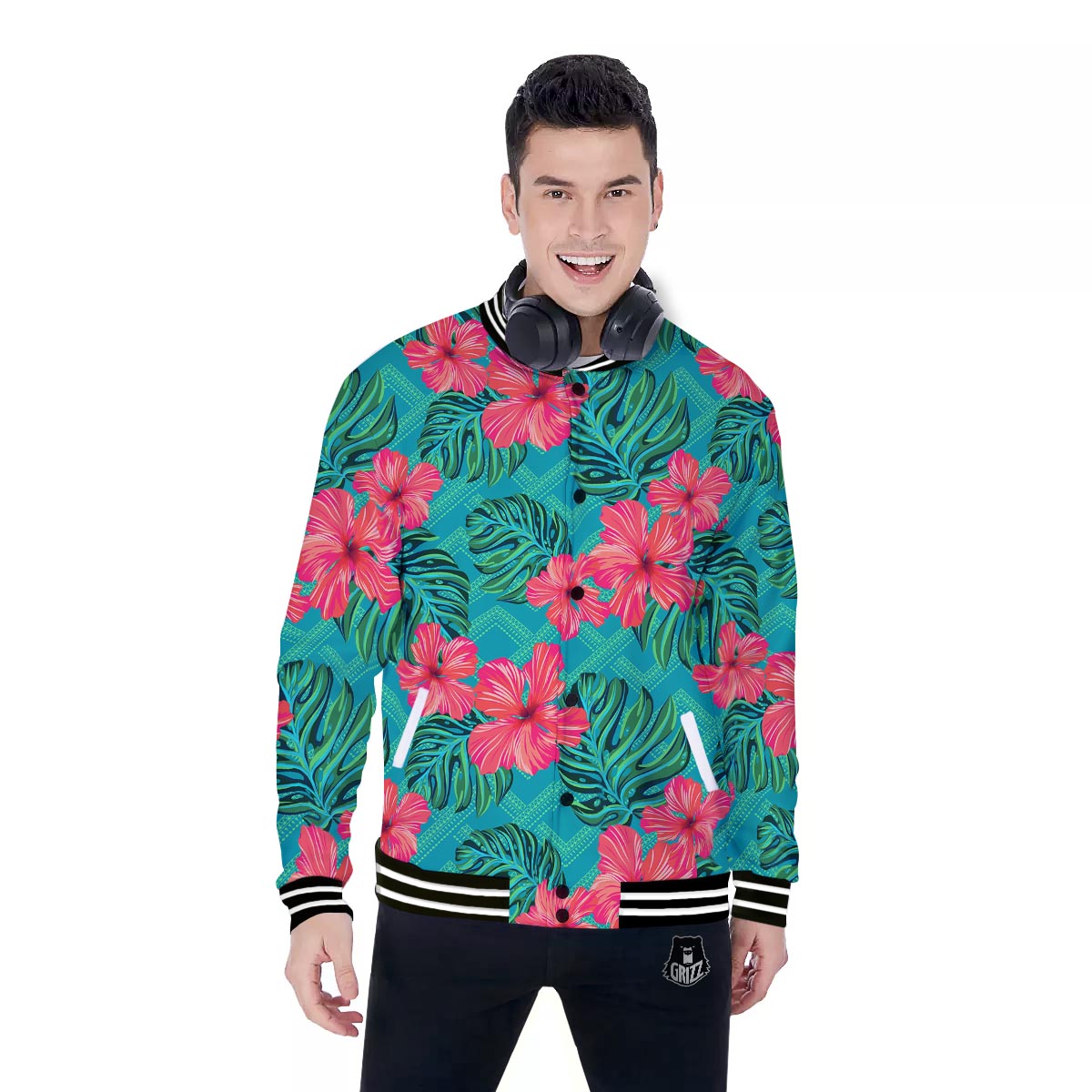 Geometric Aztec Tropical Print Pattern Baseball Jacket-grizzshop