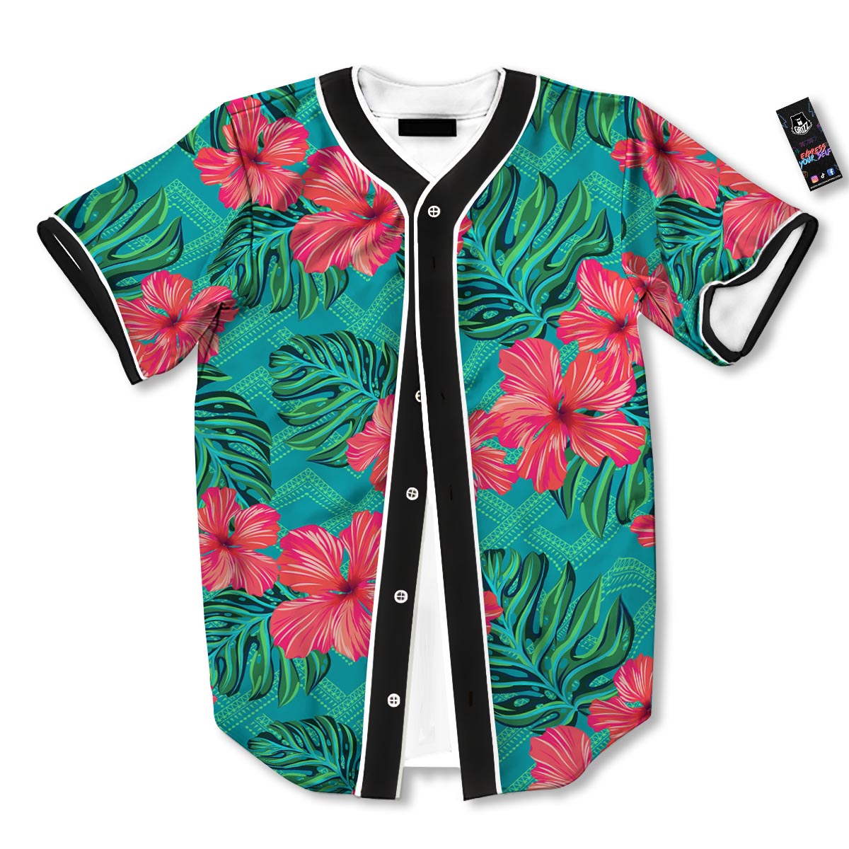 Geometric Aztec Tropical Print Pattern Baseball Jersey-grizzshop