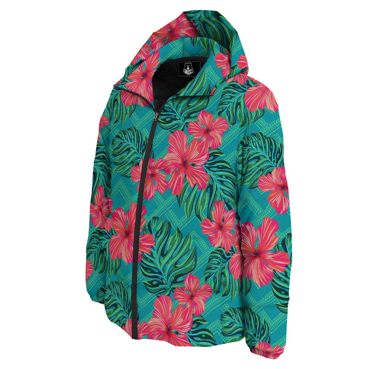 Geometric Aztec Tropical Print Pattern Down Jacket-grizzshop