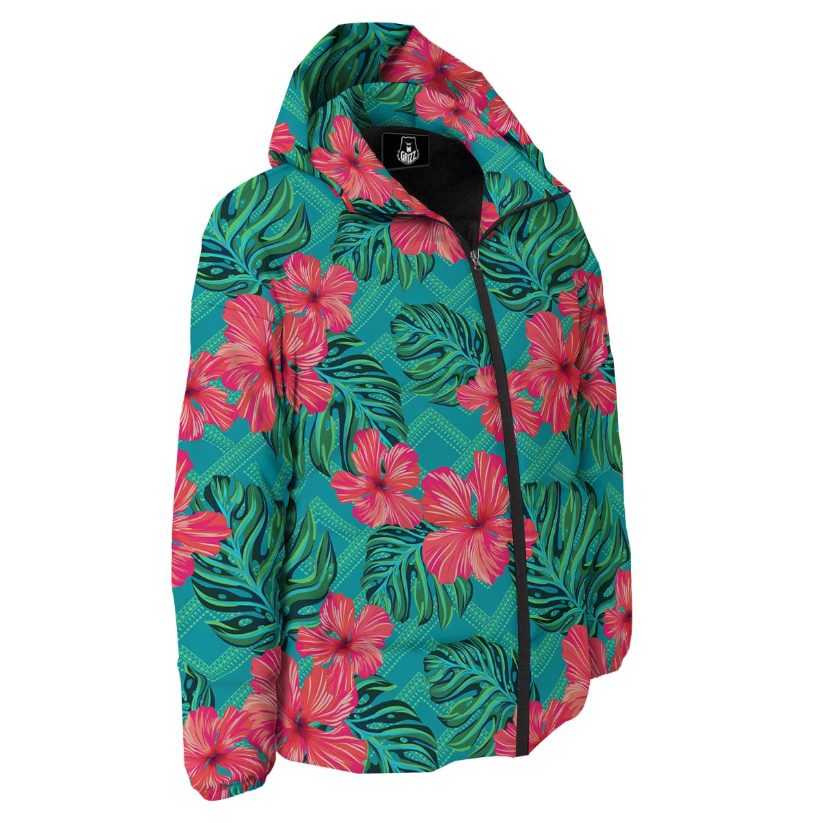 Geometric Aztec Tropical Print Pattern Down Jacket-grizzshop