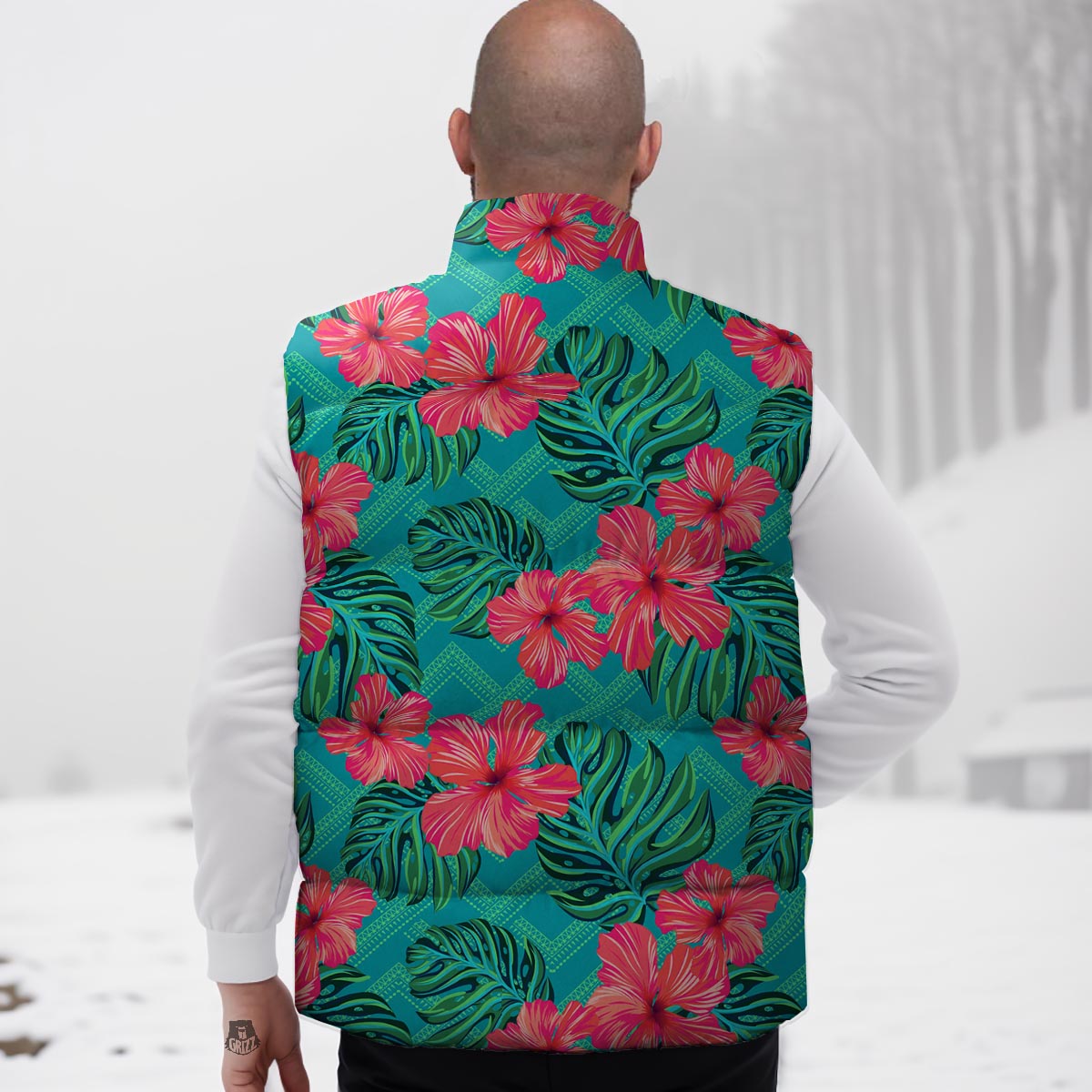 Geometric Aztec Tropical Print Pattern Down Vest