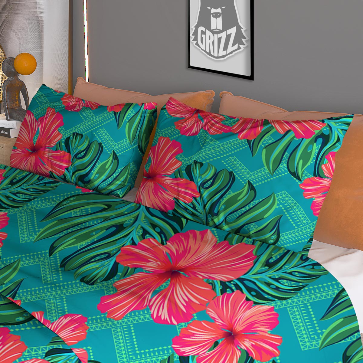 Geometric Aztec Tropical Print Pattern Duvet Cover Bedding Set