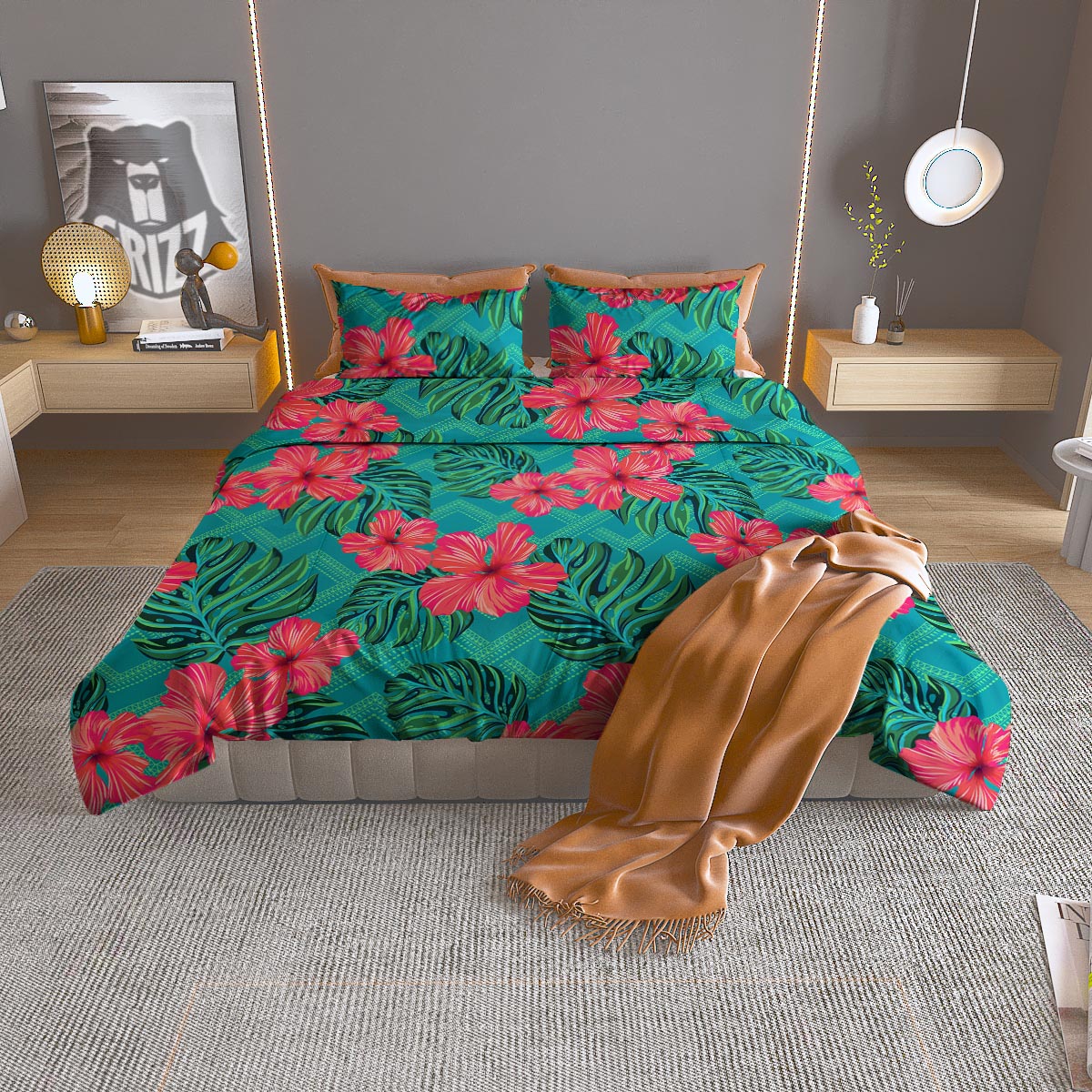 Geometric Aztec Tropical Print Pattern Duvet Cover Bedding Set