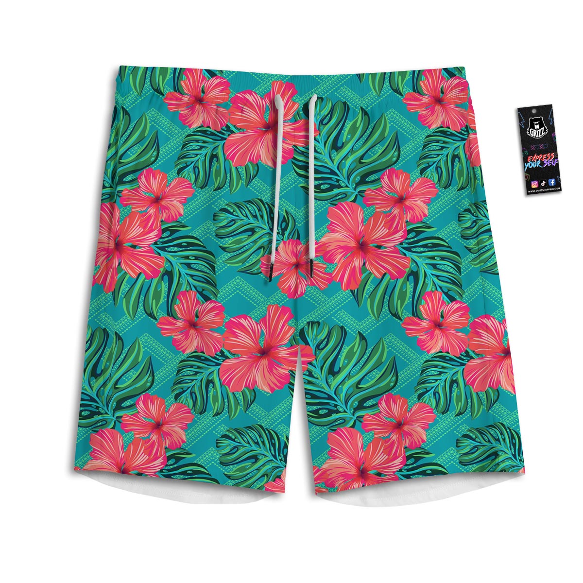 Geometric Aztec Tropical Print Pattern Men's Athletic Shorts