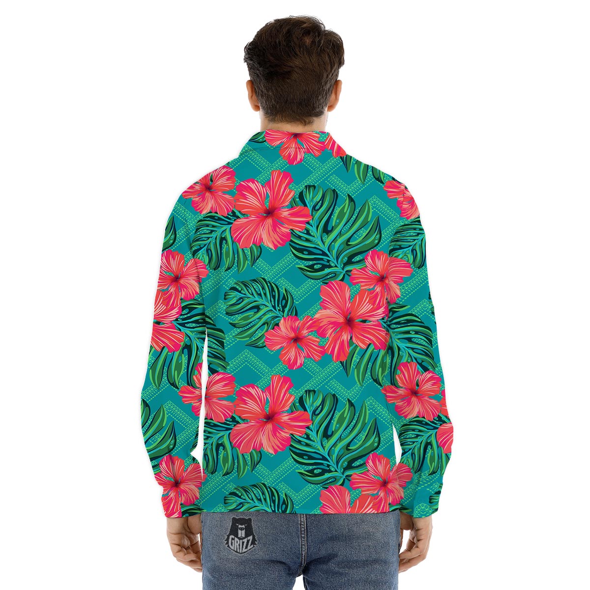 Geometric Aztec Tropical Print Pattern Men's Dress Shirts-grizzshop