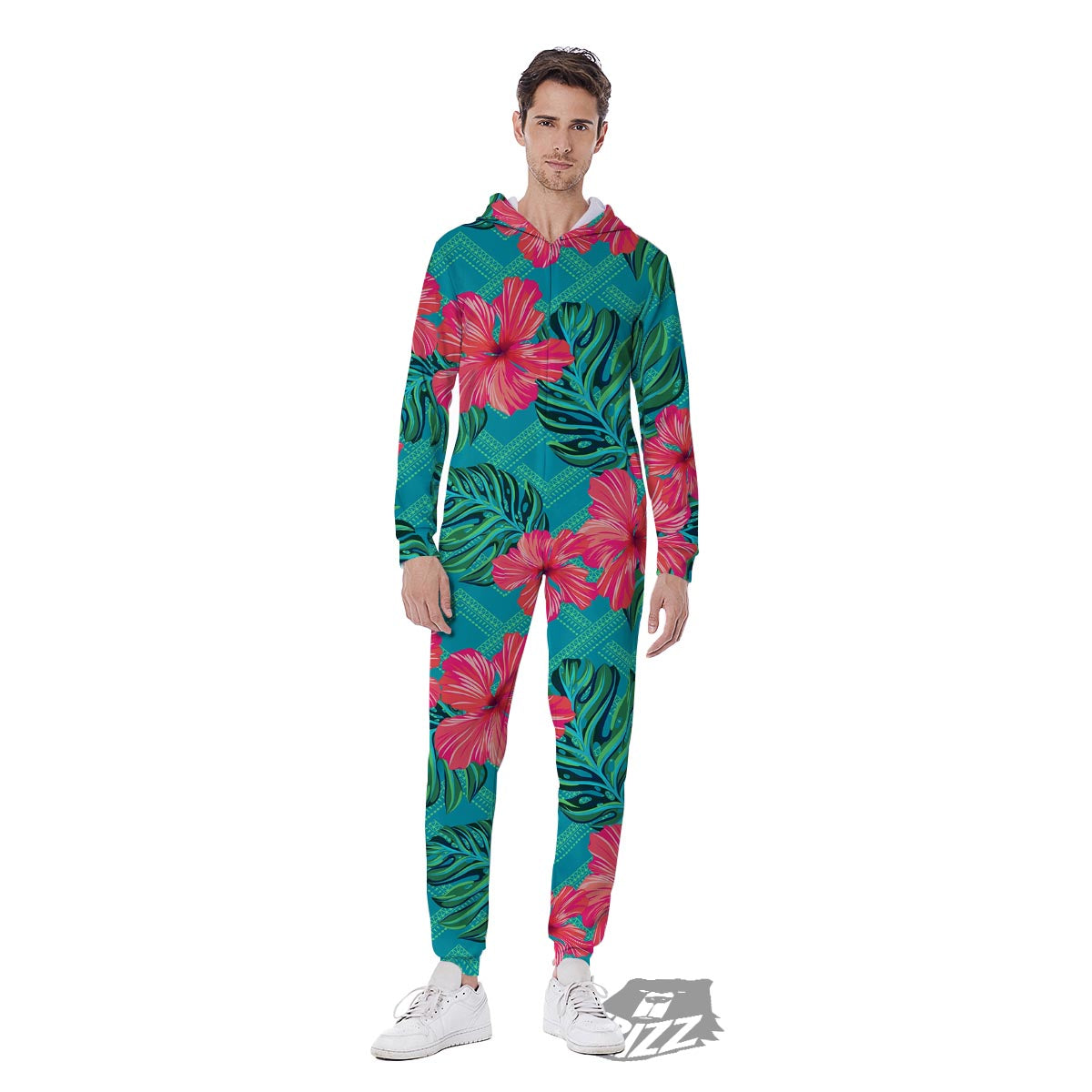 Geometric Aztec Tropical Print Pattern Men's Jumpsuit-grizzshop