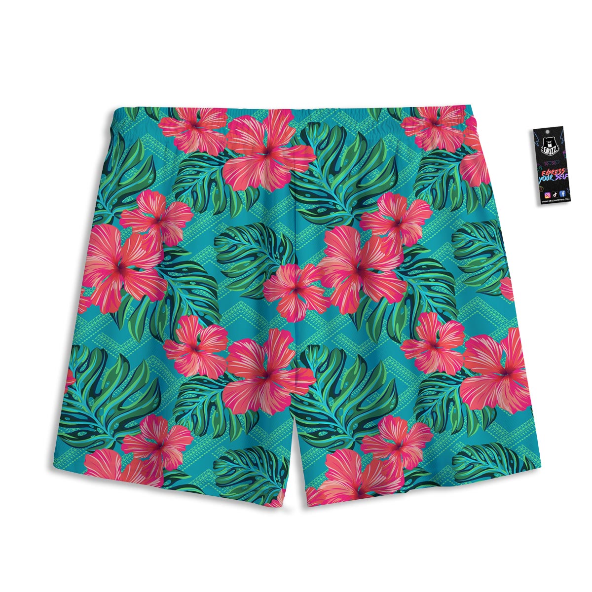 Geometric Aztec Tropical Print Pattern Mesh Shorts