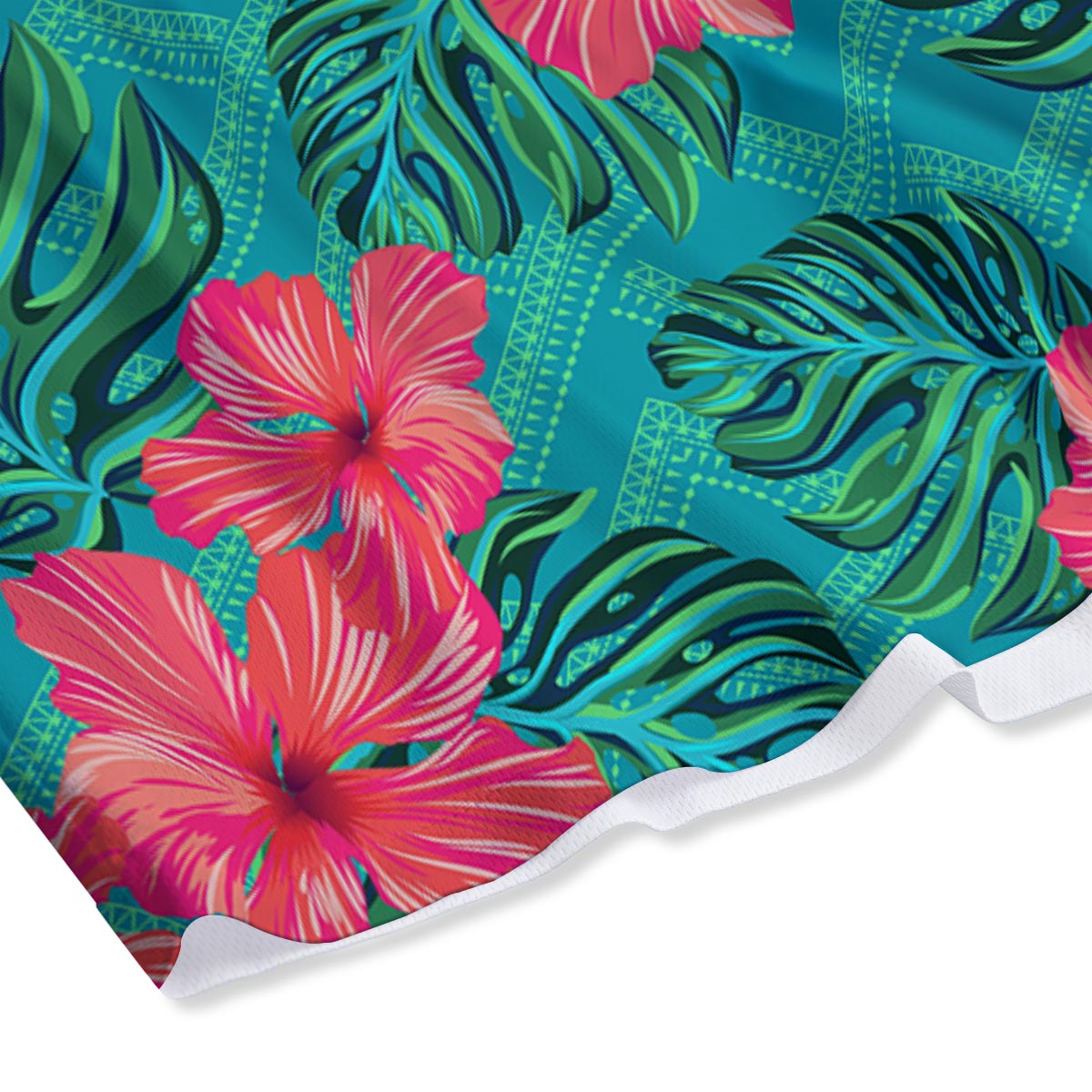 Geometric Aztec Tropical Print Pattern Mesh Shorts
