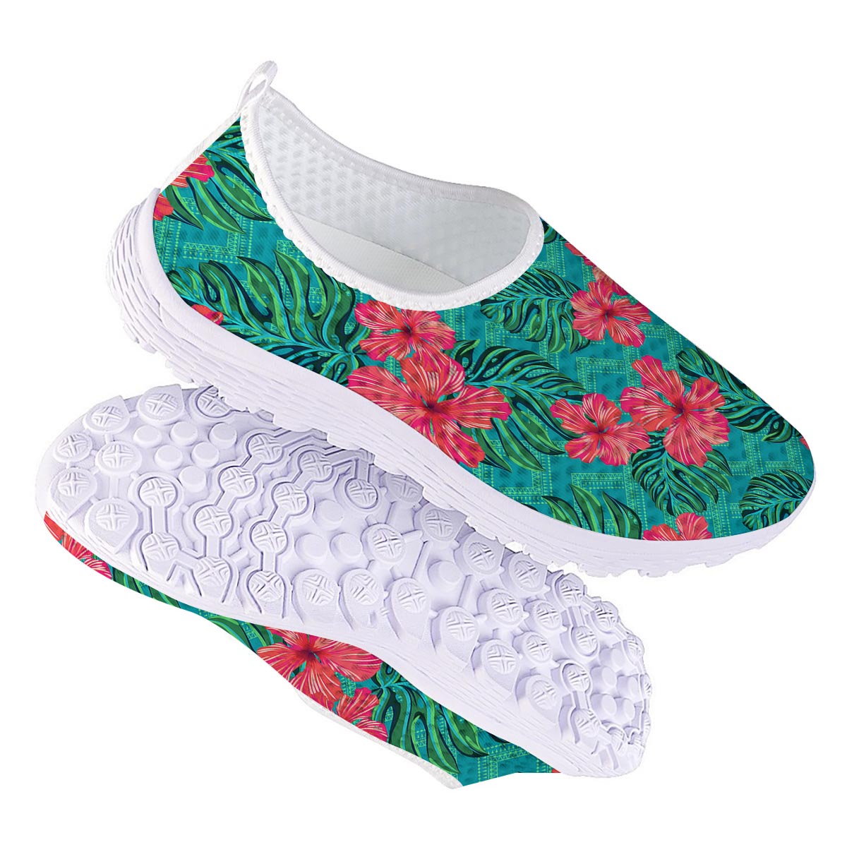 Geometric Aztec Tropical Print Pattern Nurse Shoes-grizzshop