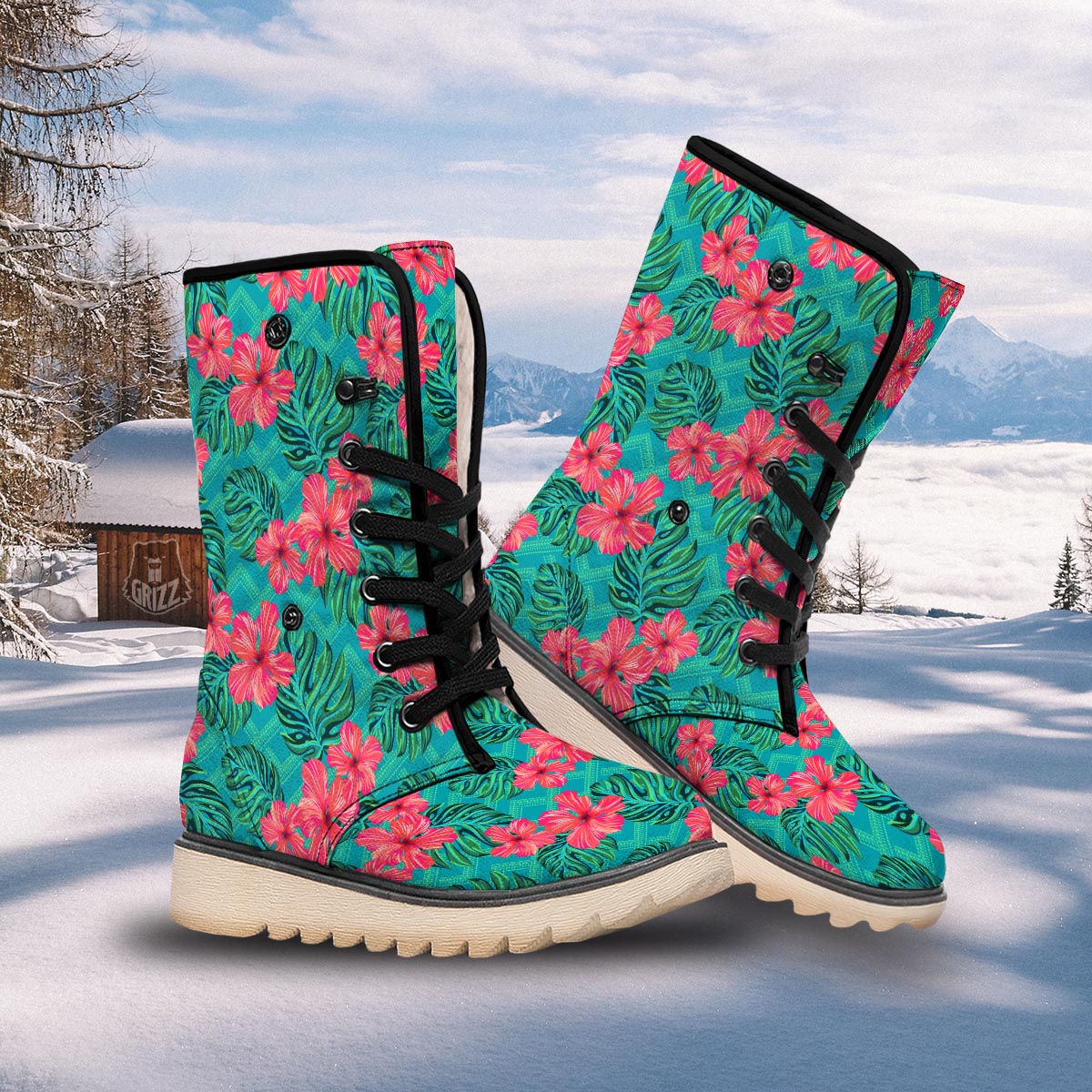 Geometric Aztec Tropical Print Pattern Snow Boots-grizzshop
