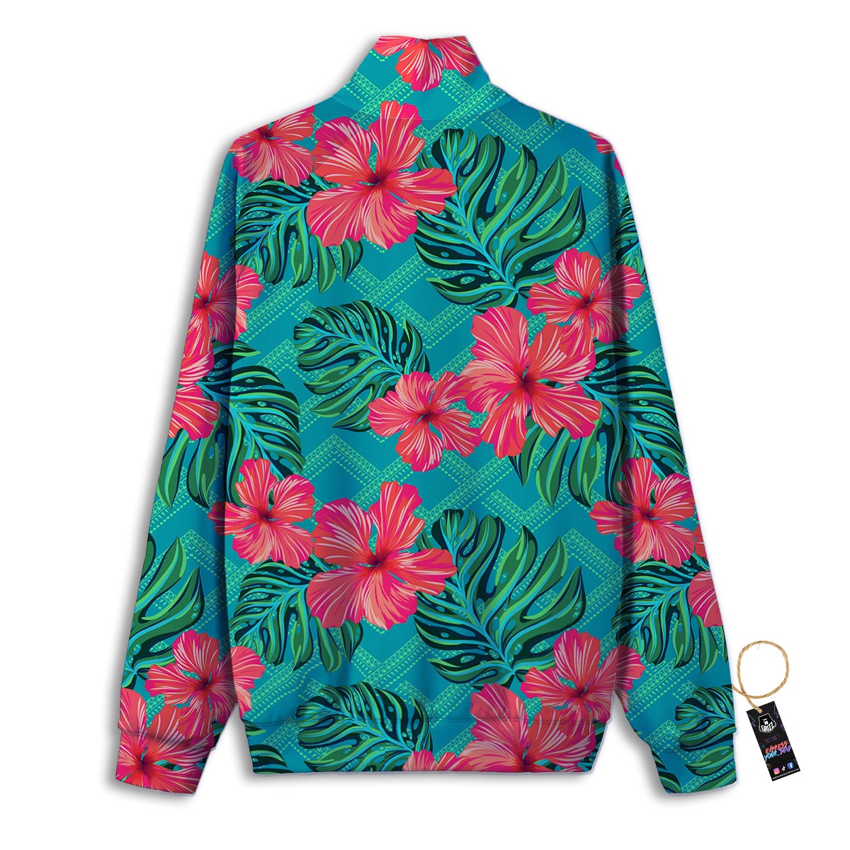 Geometric Aztec Tropical Print Pattern Track Jacket-grizzshop