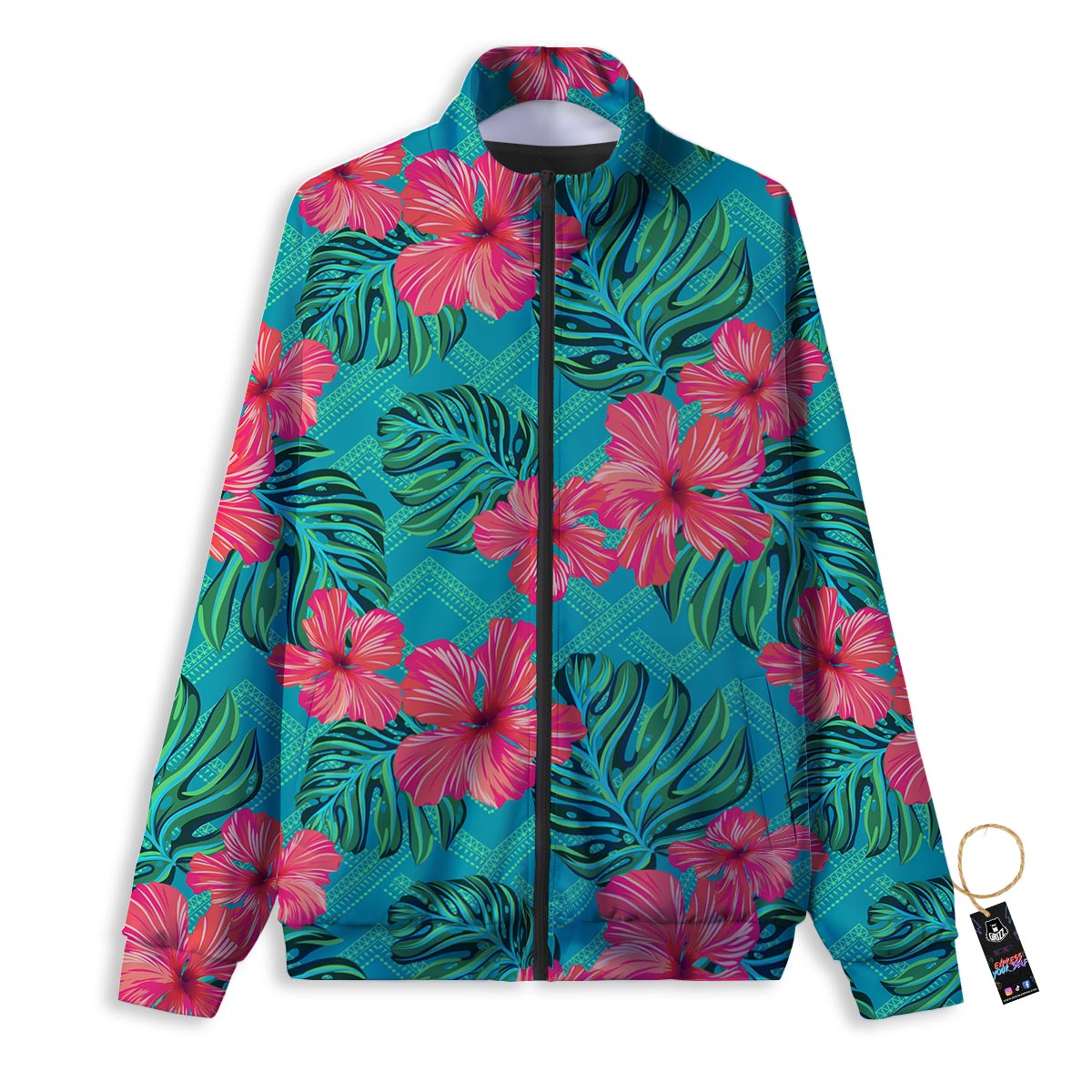 Geometric Aztec Tropical Print Pattern Track Jacket-grizzshop