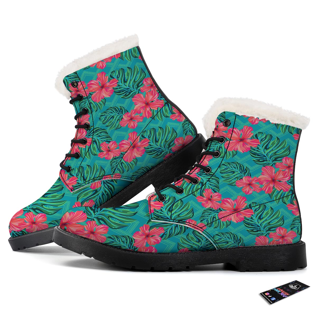 Geometric Aztec Tropical Print Pattern Winter Boots-grizzshop