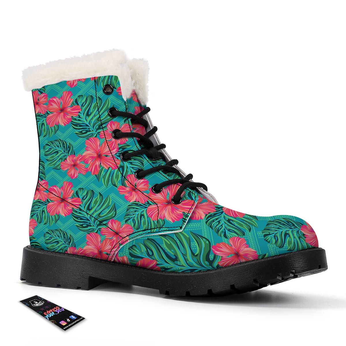 Geometric Aztec Tropical Print Pattern Winter Boots-grizzshop
