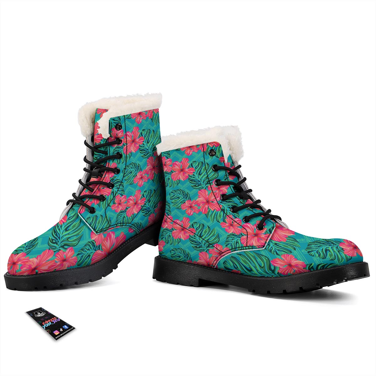 Geometric Aztec Tropical Print Pattern Winter Boots-grizzshop