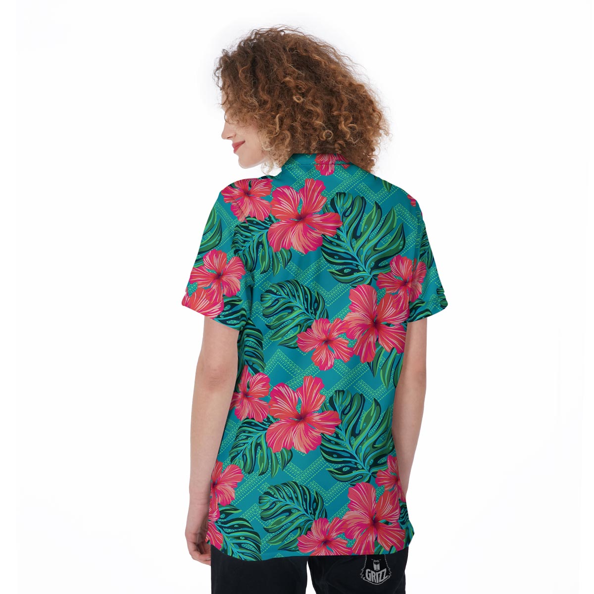 Geometric Aztec Tropical Print Pattern Women's Golf Shirts-grizzshop