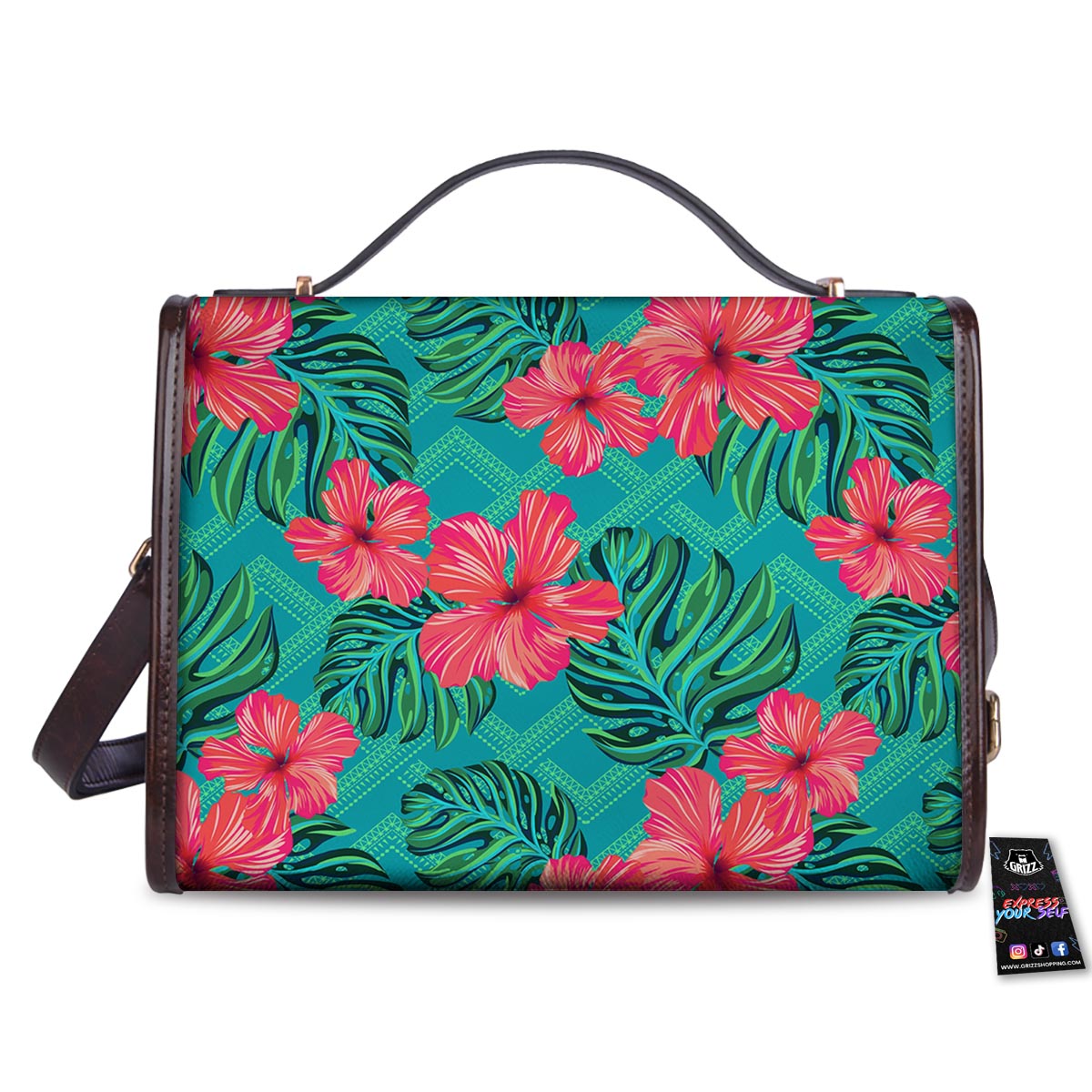 Geometric Aztec Tropical Print Pattern Women's Satchel Bag-grizzshop