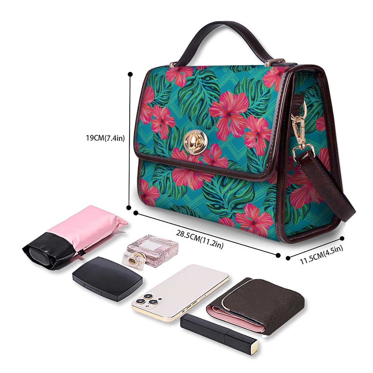 Geometric Aztec Tropical Print Pattern Women's Satchel Bag-grizzshop
