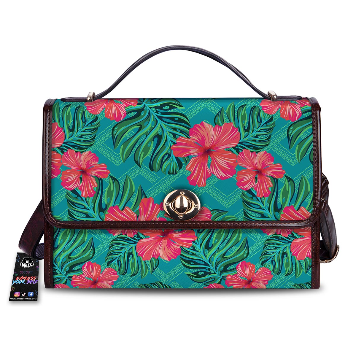 Geometric Aztec Tropical Print Pattern Women's Satchel Bag-grizzshop