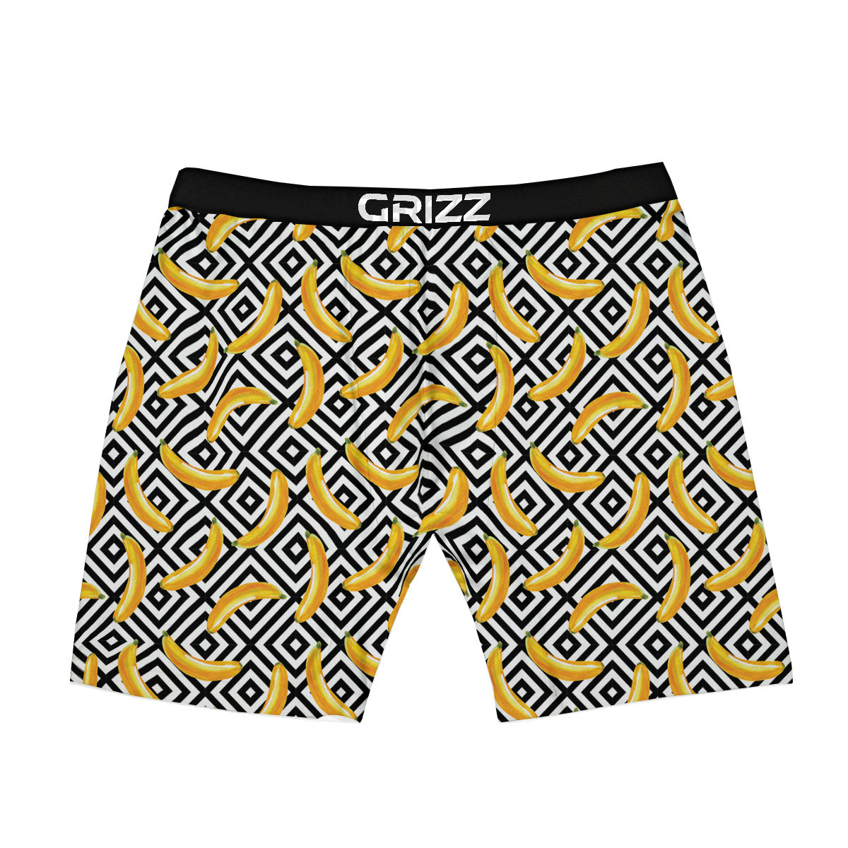 Geometric Banana White And Black Print Boxer Briefs-grizzshop