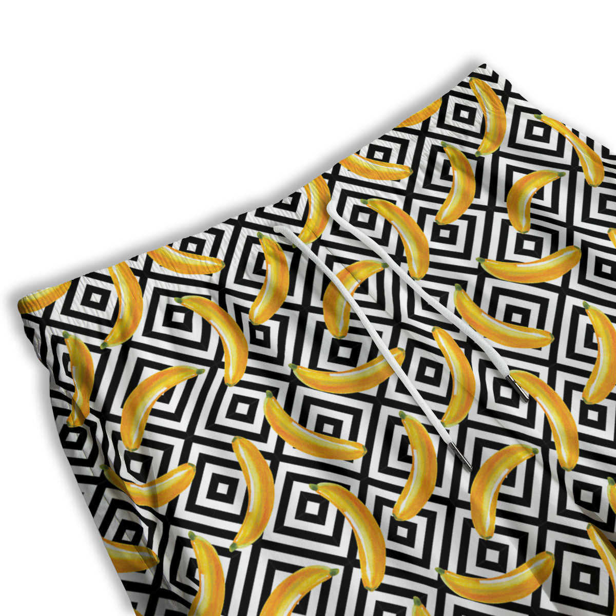 Geometric Banana White And Black Print Men's Athletic Shorts