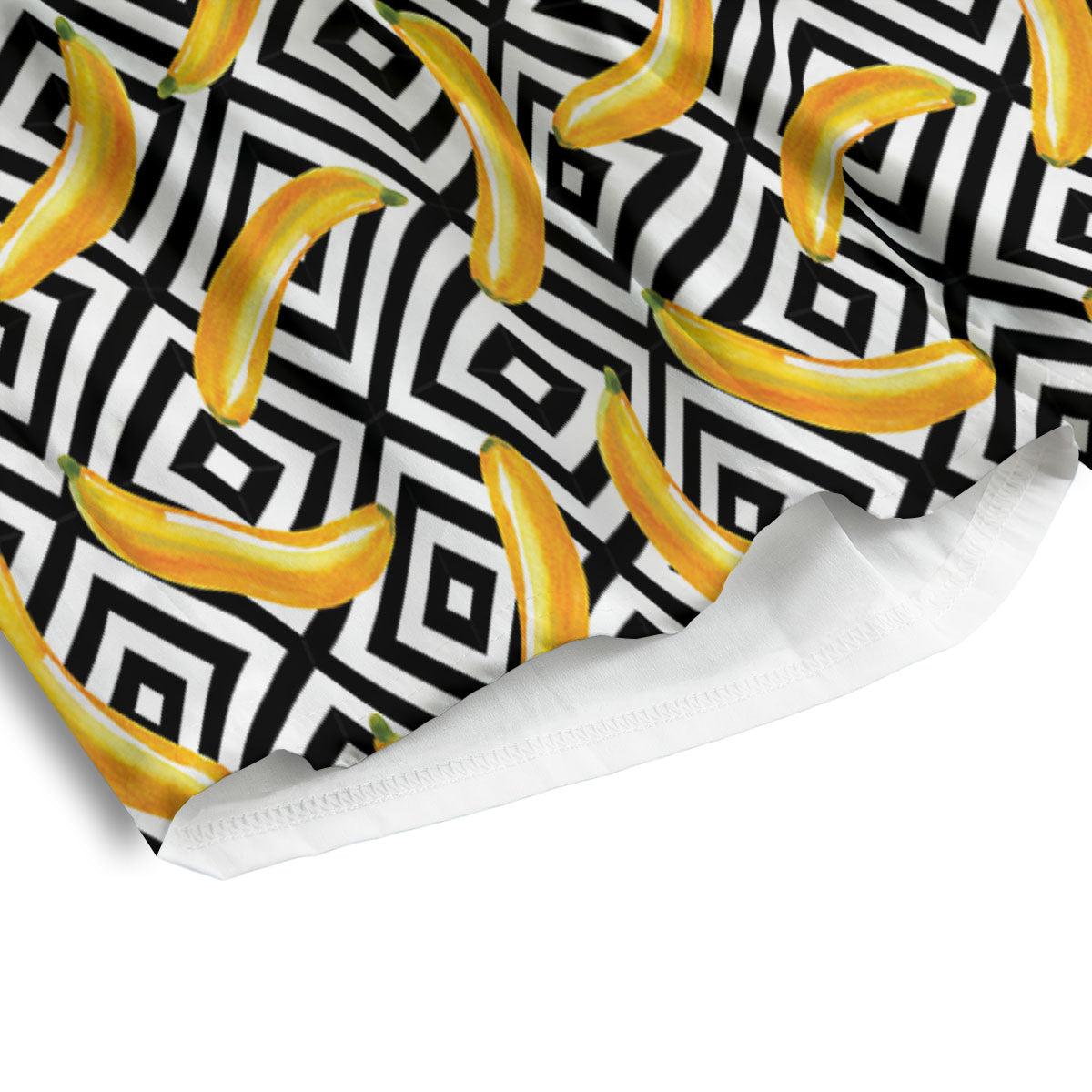 Geometric Banana White And Black Print Men's Athletic Shorts