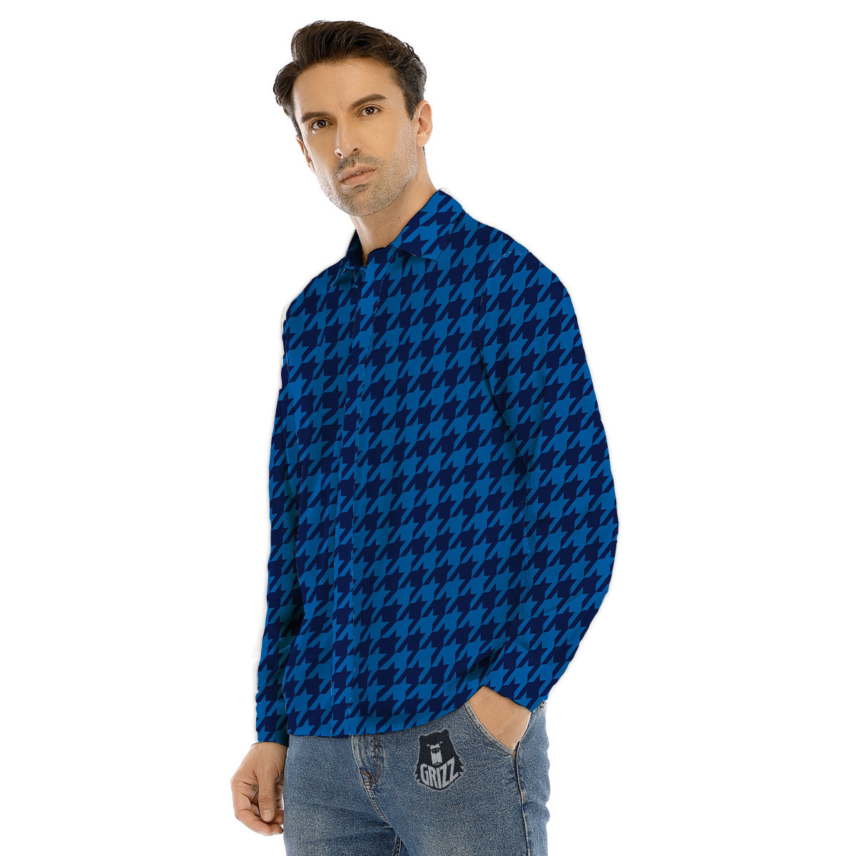 Geometric Banana White And Black Print Men's Dress Shirts-grizzshop