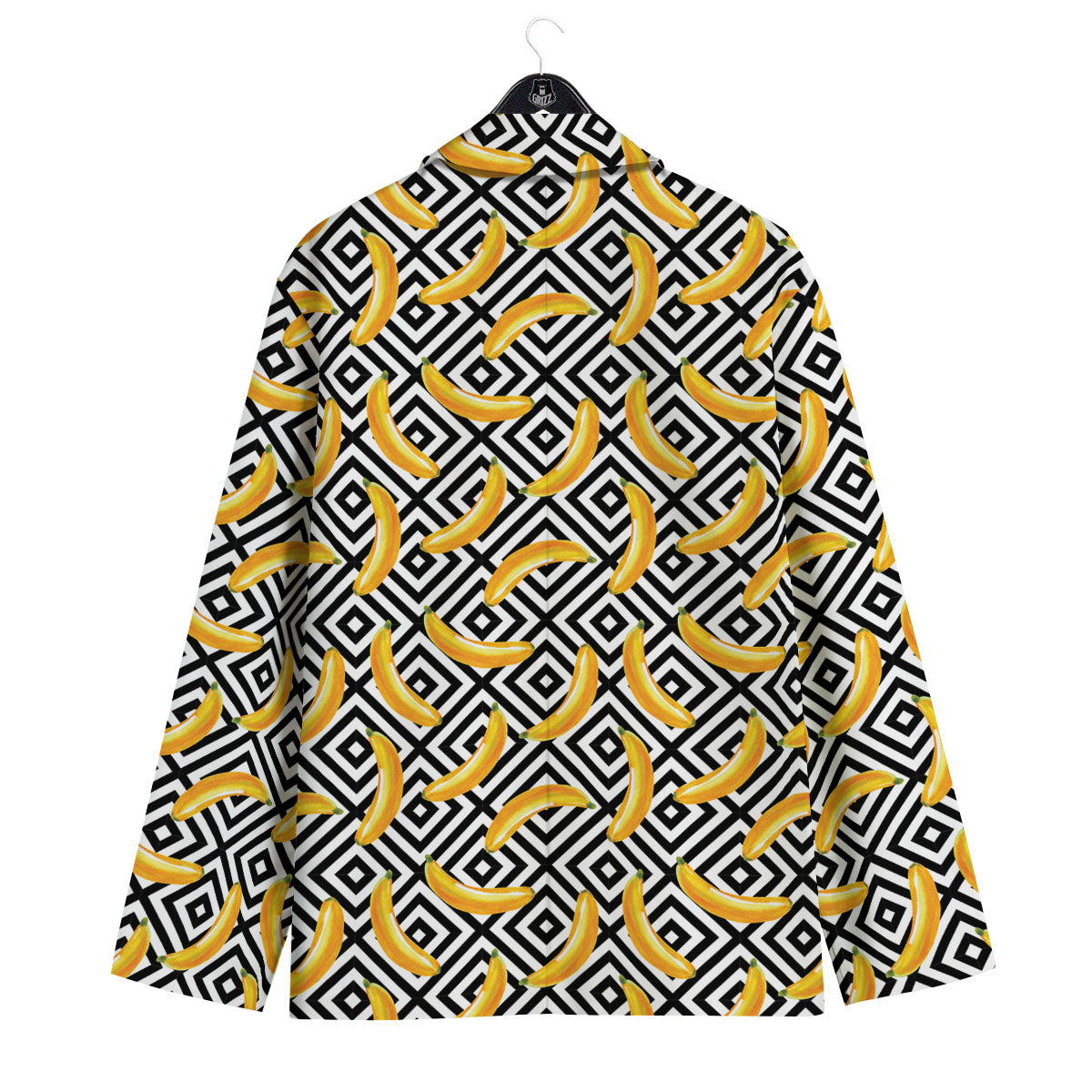 Geometric Banana White And Black Print Men's Sport Coat-grizzshop