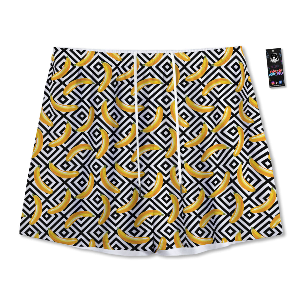 Green Leaves Print Mesh Shorts