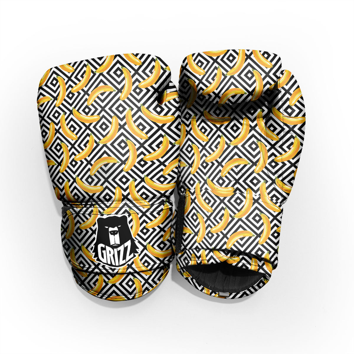 Geometric Banana White And Black Print Pro Boxing Glove