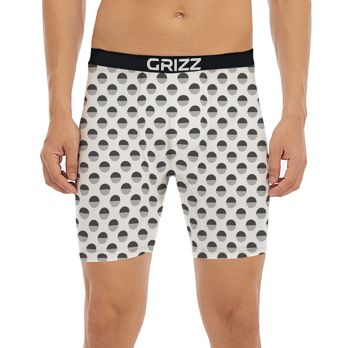 Geometric Black And White Polka Dots Print Pattern Boxer Briefs-grizzshop
