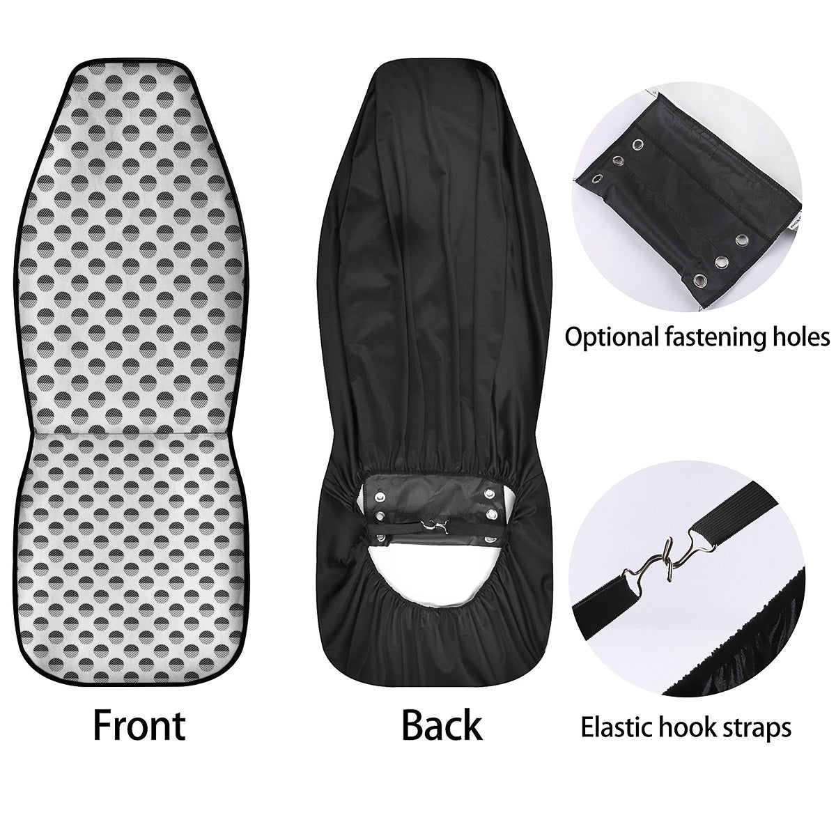 Geometric Black And White Polka Dots Print Pattern Car Seat Covers-grizzshop