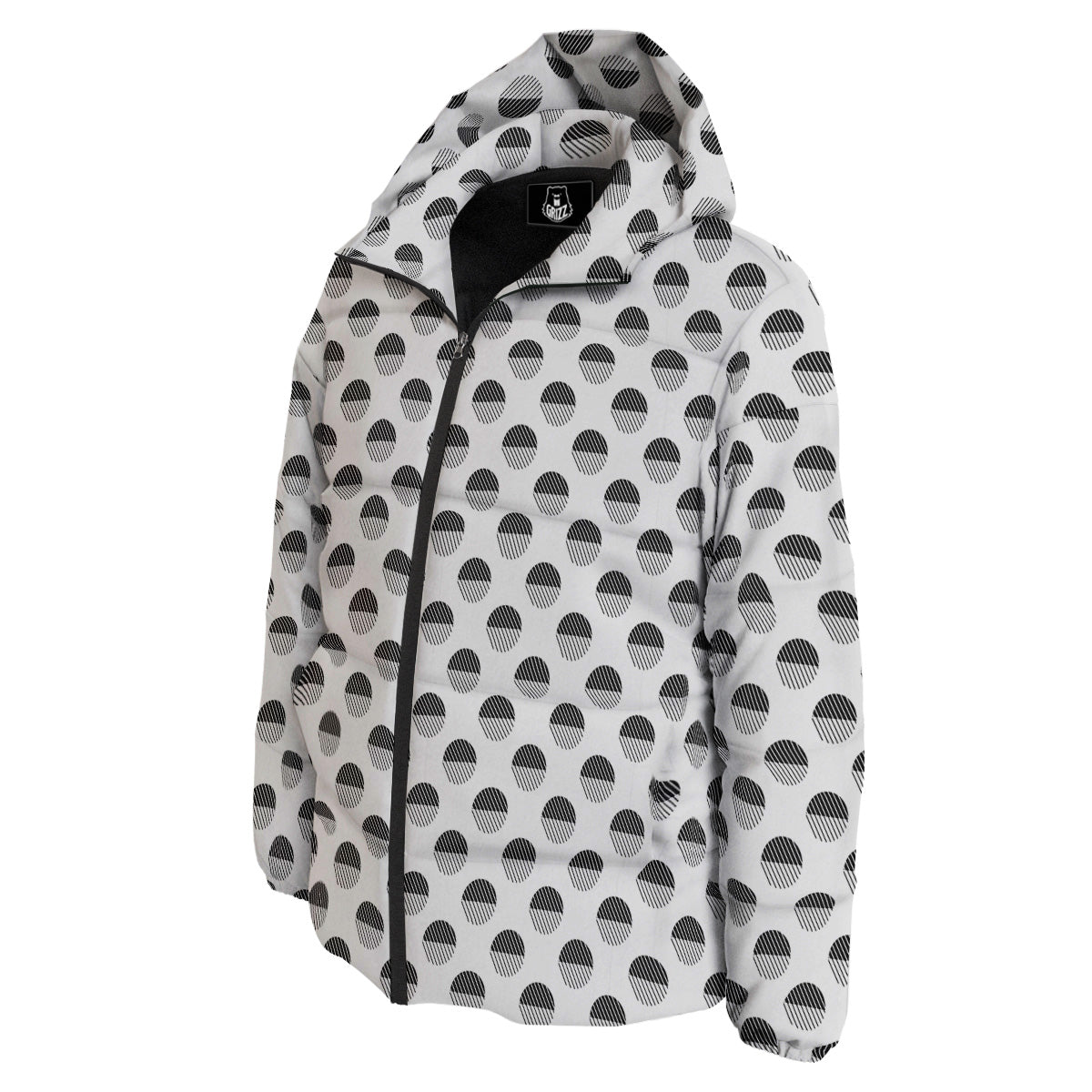 Geometric Black And White Polka Dots Print Pattern Down Jacket-grizzshop