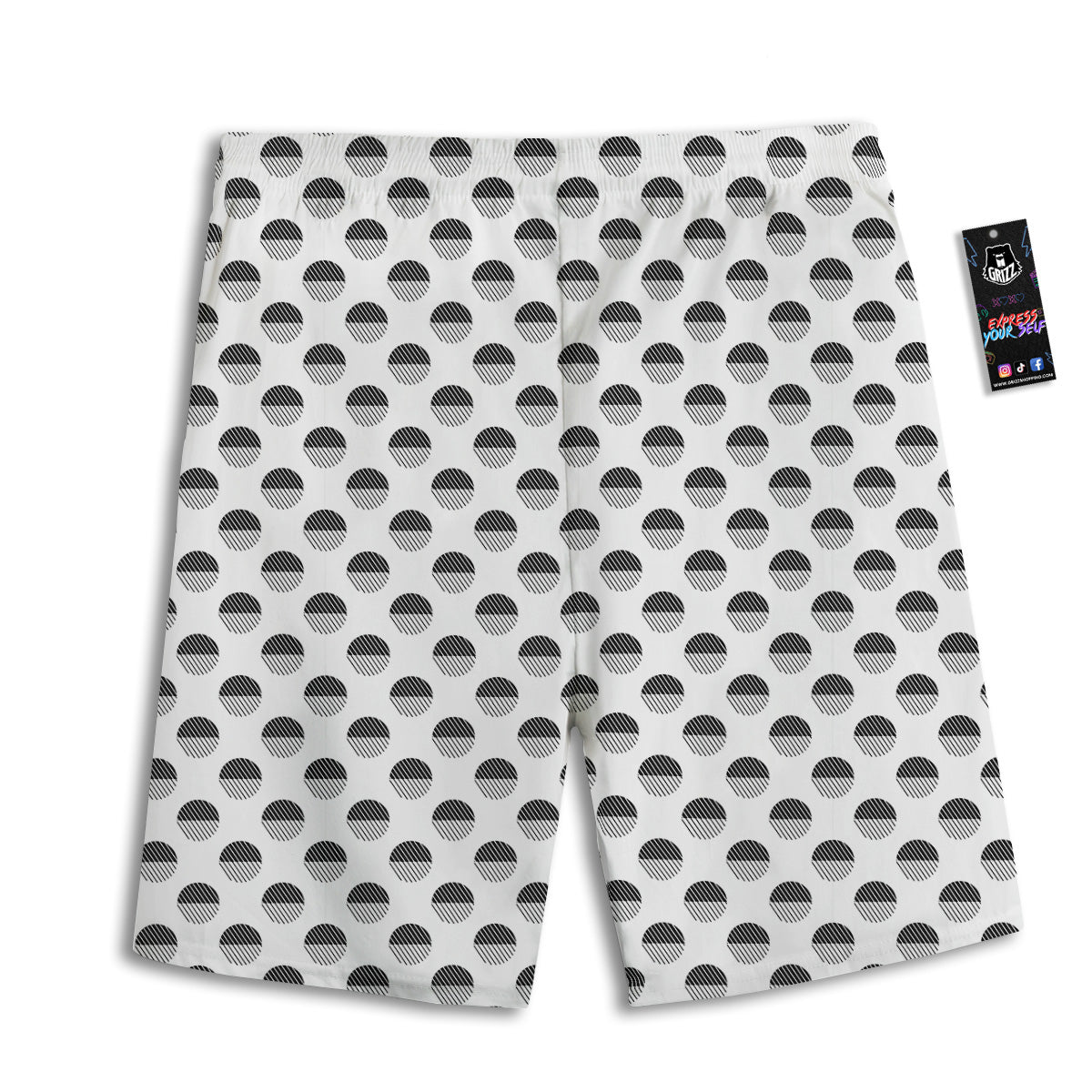 Geometric Black And White Polka Dots Print Pattern Men's Athletic Shorts