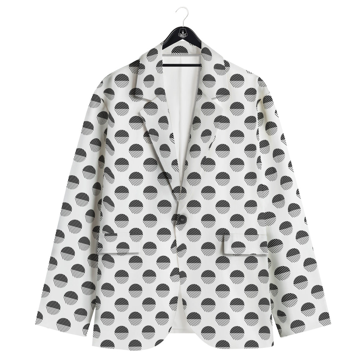Geometric Black And White Polka Dots Print Pattern Men's Sport Coat-grizzshop