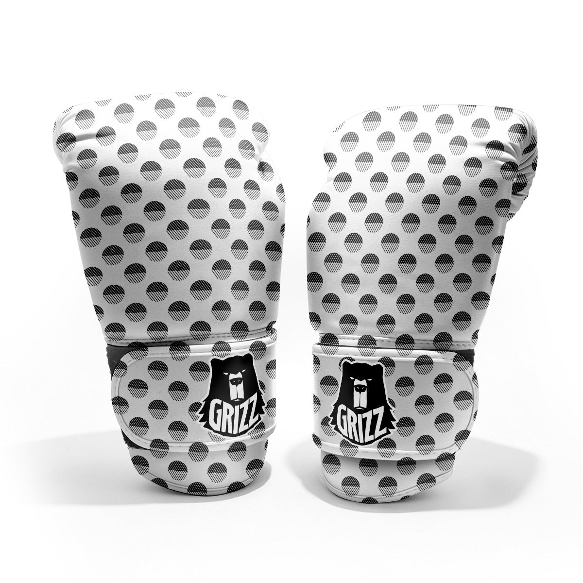 Geometric Black And White Polka Dots Print Pattern Pro Boxing Glove