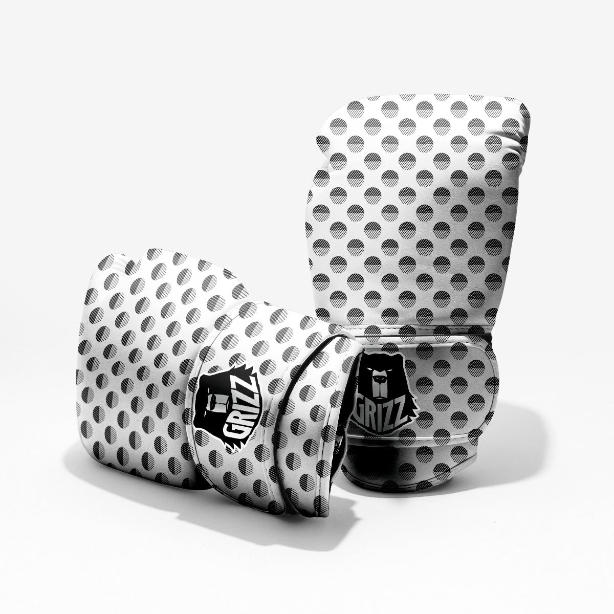 Geometric Black And White Polka Dots Print Pattern Pro Boxing Glove