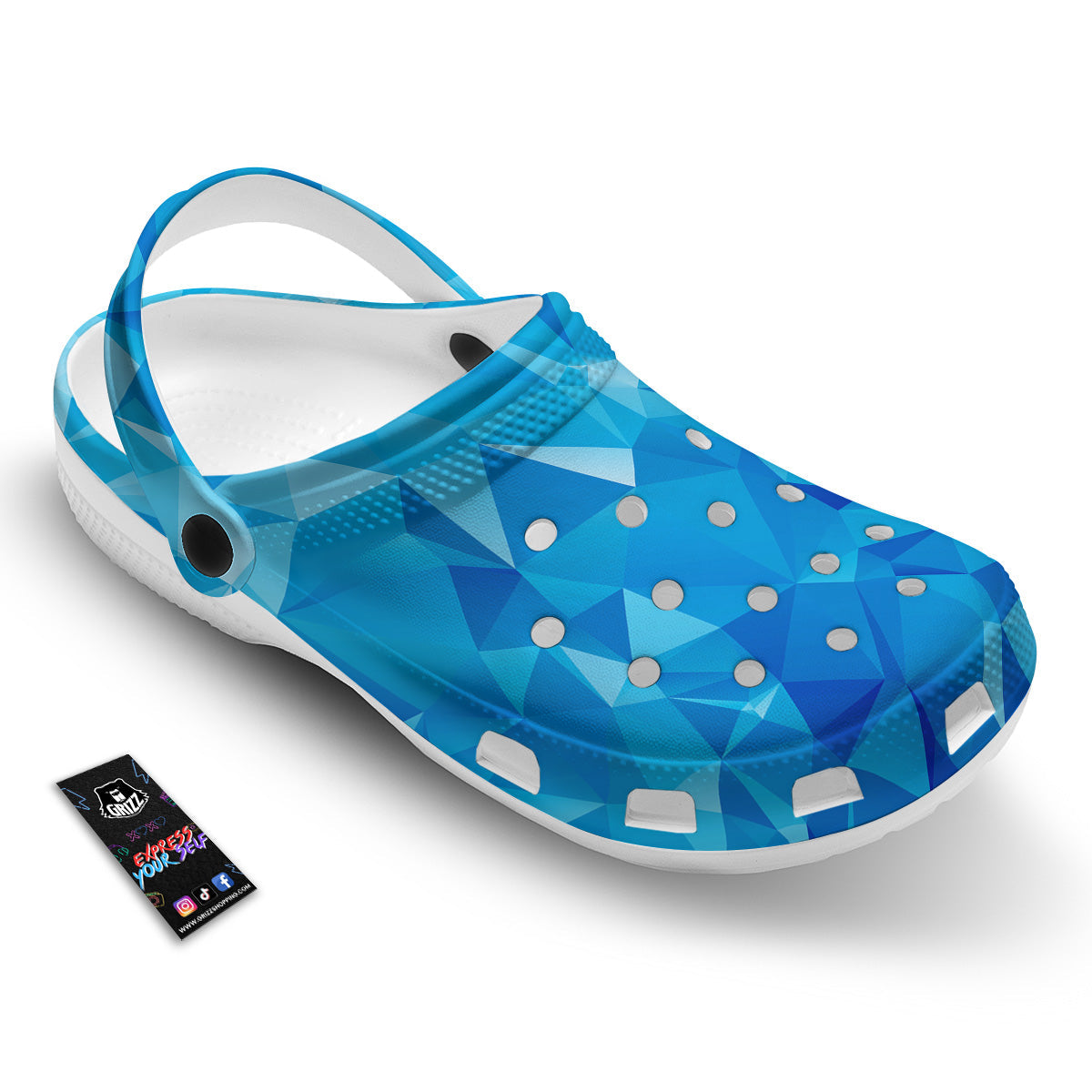 Geometric Blue Polygonal Print Clog-grizzshop