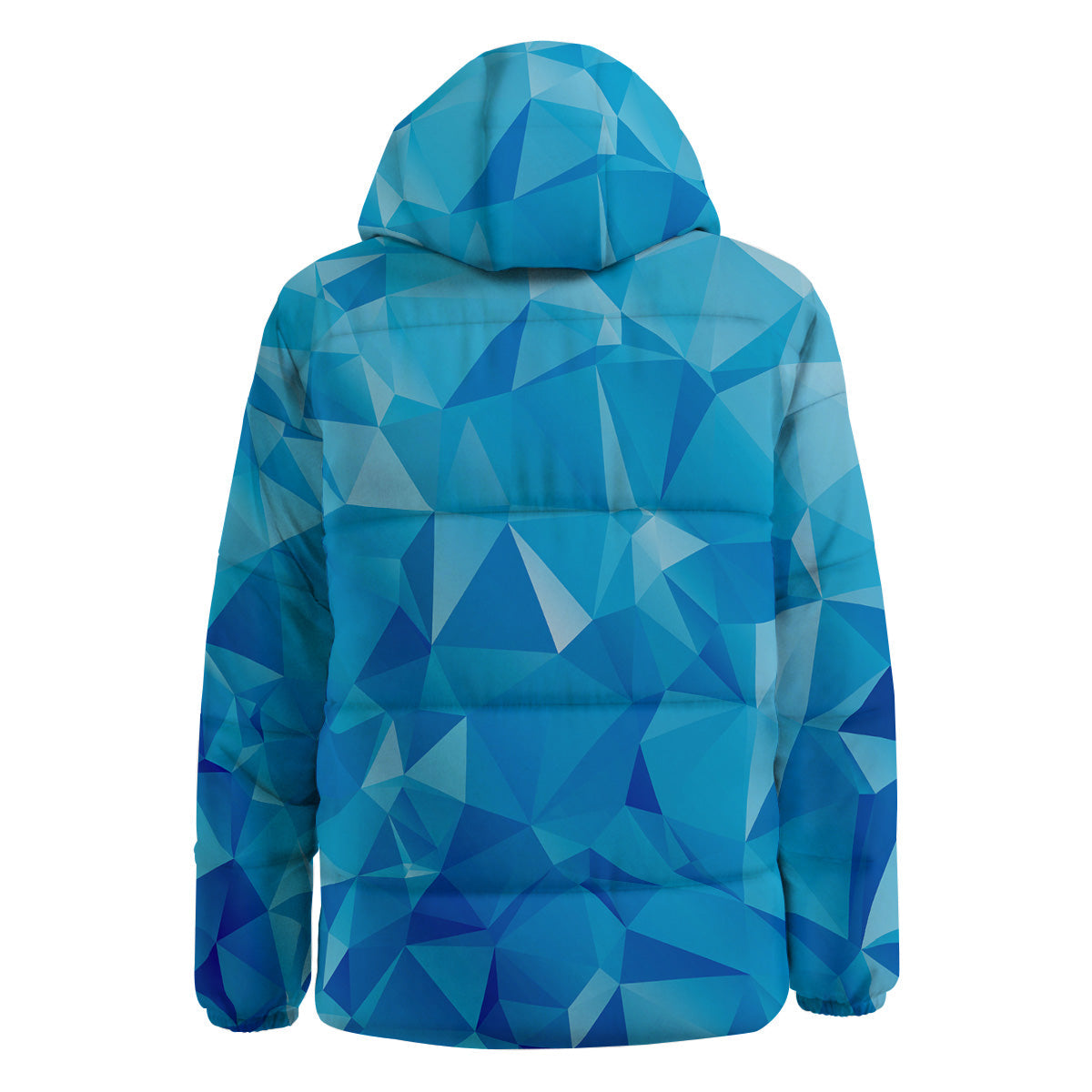 Geometric Blue Polygonal Print Down Jacket-grizzshop