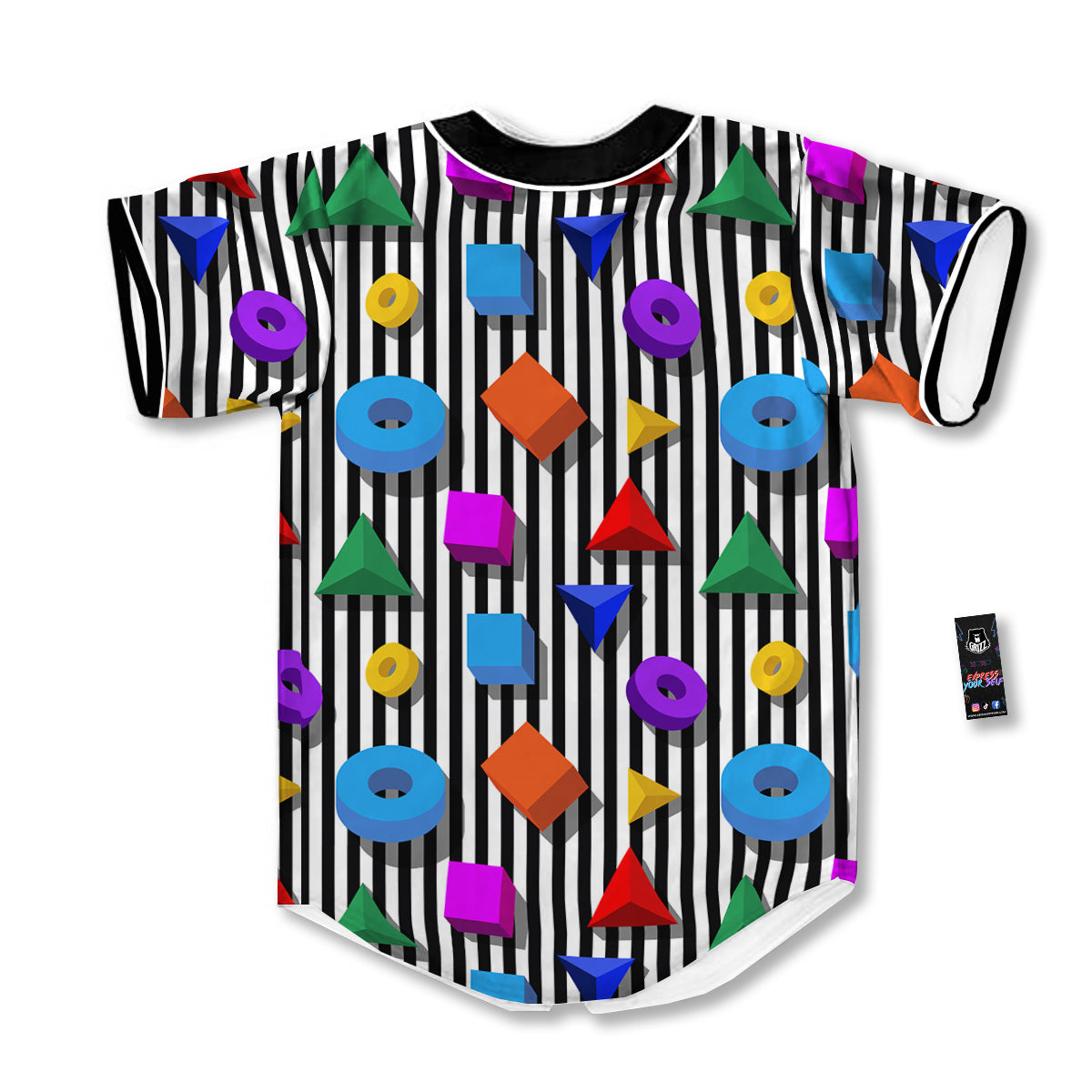 Geometric Colorful Striped Print Pattern Baseball Jersey-grizzshop