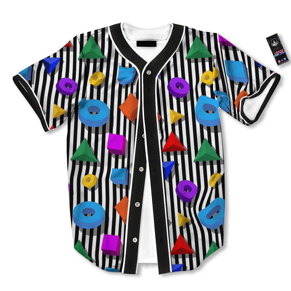 Geometric Colorful Striped Print Pattern Baseball Jersey-grizzshop