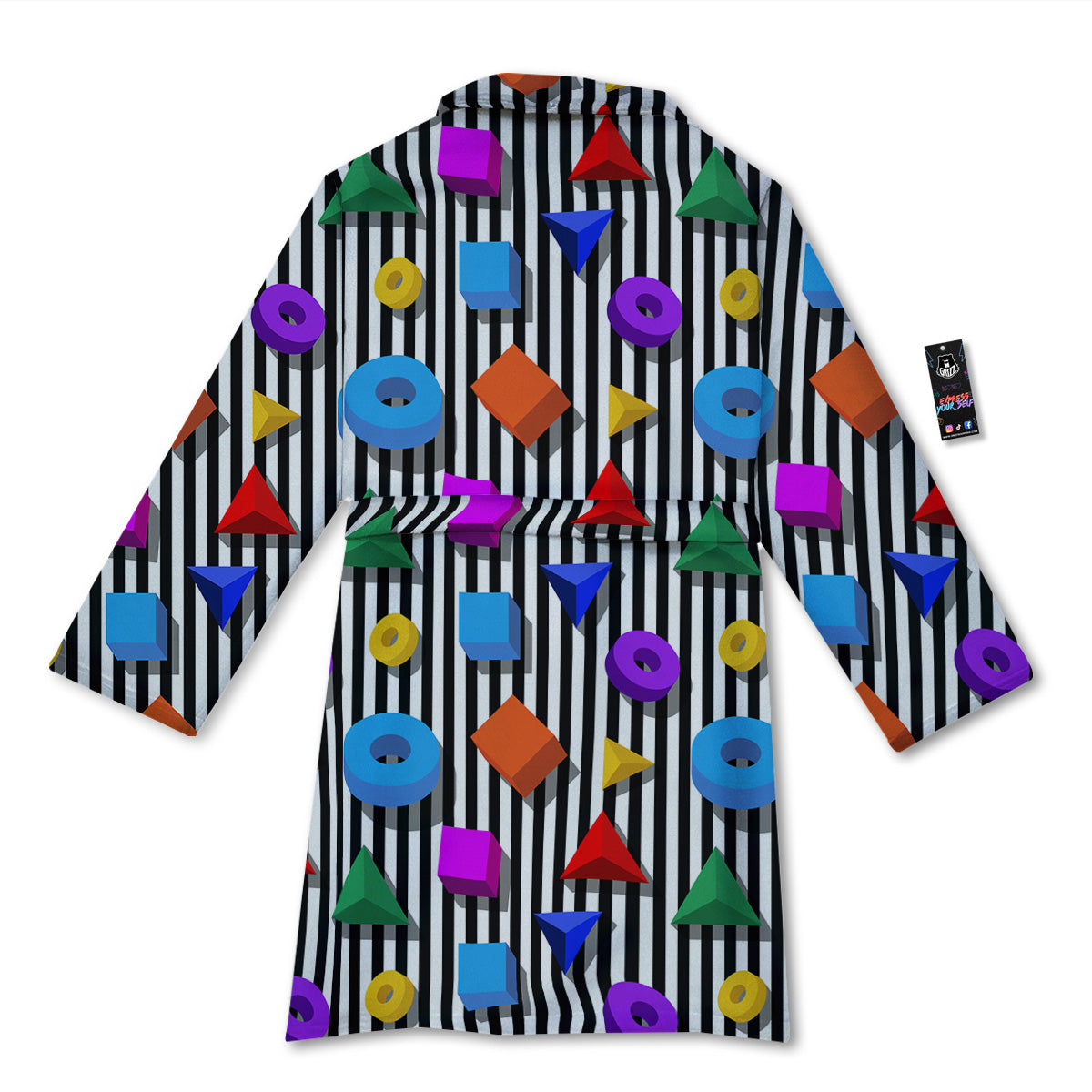 Geometric Colorful Striped Print Pattern Bathrobe-grizzshop