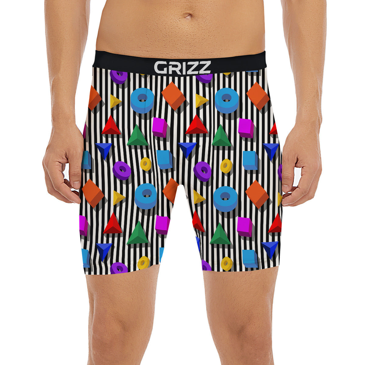 Geometric Colorful Striped Print Pattern Boxer Briefs-grizzshop