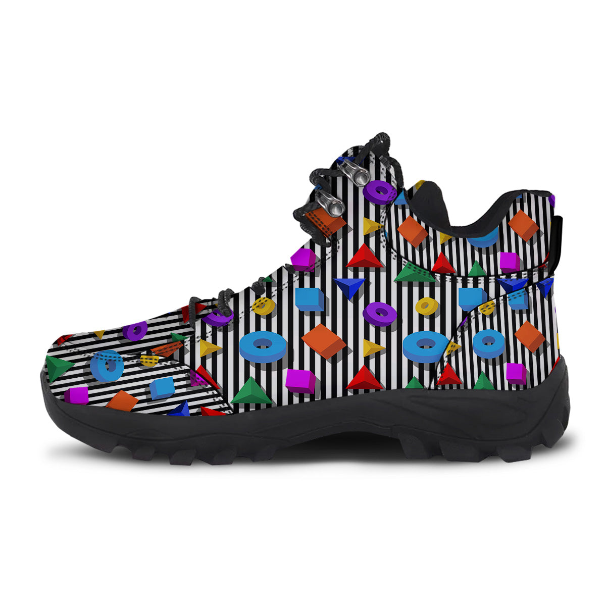 Geometric Colorful Striped Print Pattern Hiking Shoes-grizzshop